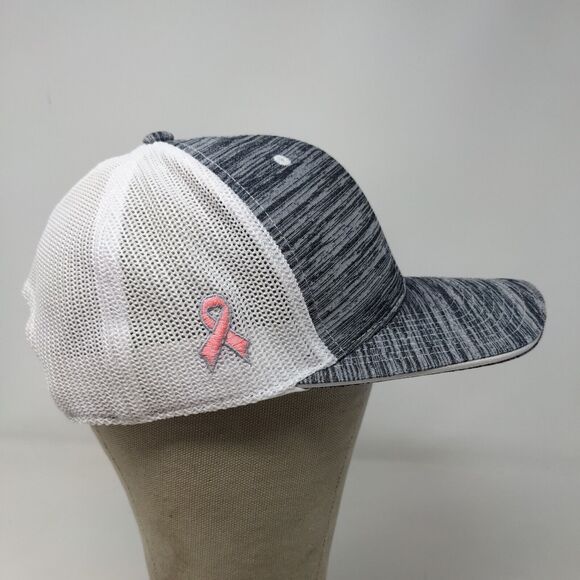 Ariat Men's Snapback Mesh Back Hat Gray White Breast Cancer Awareness Logo - Picture 7 of 14